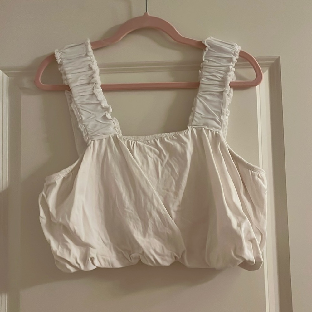 Free People white cropped bubble top